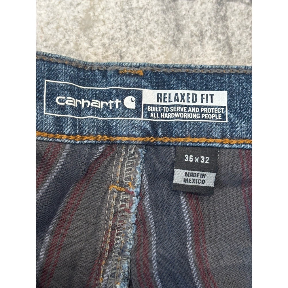 New Carhartt Fleece Lined Relaxed Fit 5-Pocket 36 x 32 Men's Jeans BD4942-M Work - Picture 8 of 9